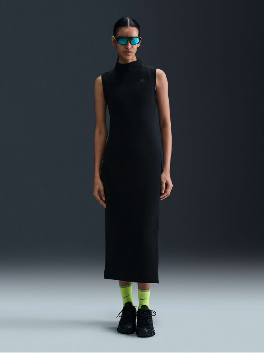 Nike Sportswear Tech Fleece Women's XS Slim Black Maxi Tank Dress HJ1385-010 New